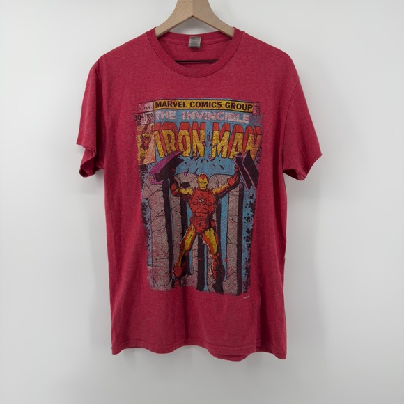 Gildan Other - Iron Man Marvel Comics‎ Graphic T-Shirt Red Men M Comic Book Cover Cotton Blend